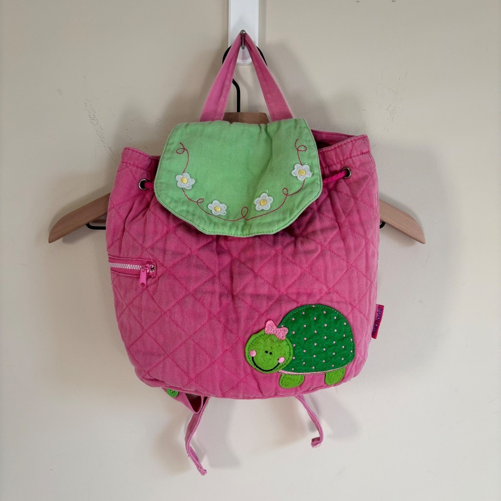Stephen Joseph Pink Quilted Turtle Backpack Kids Drawstring School Bag Floral